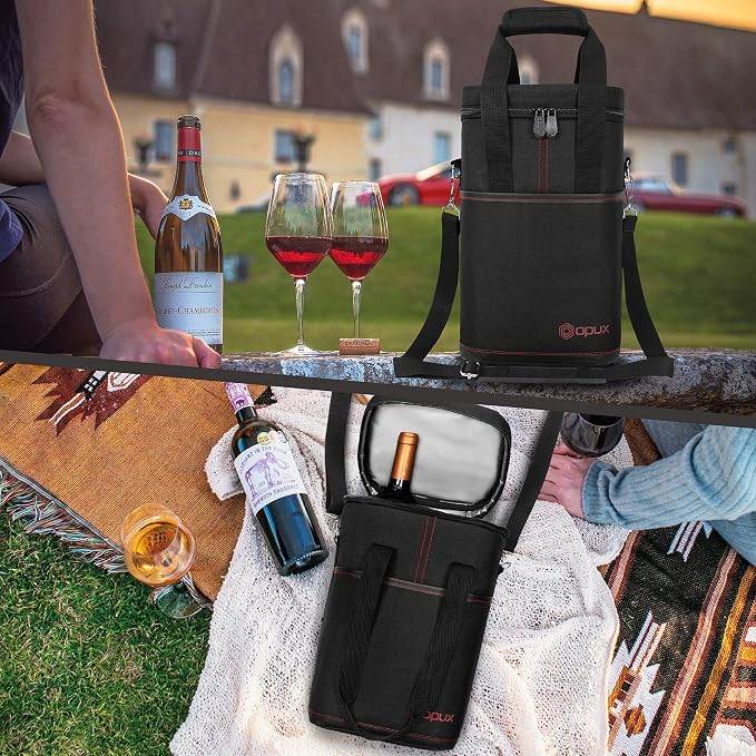Opux 4 Bottle Insulated Wine Cooler Bag - Image 7