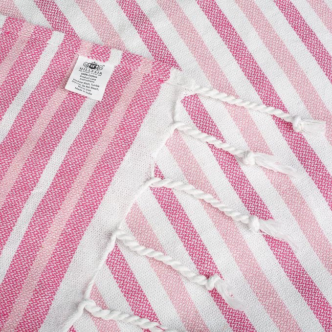 HILLFAIR Cotton Turkish Beach Towels, Quick Dry Lightweight Sand Free Peshtemal - Image 8