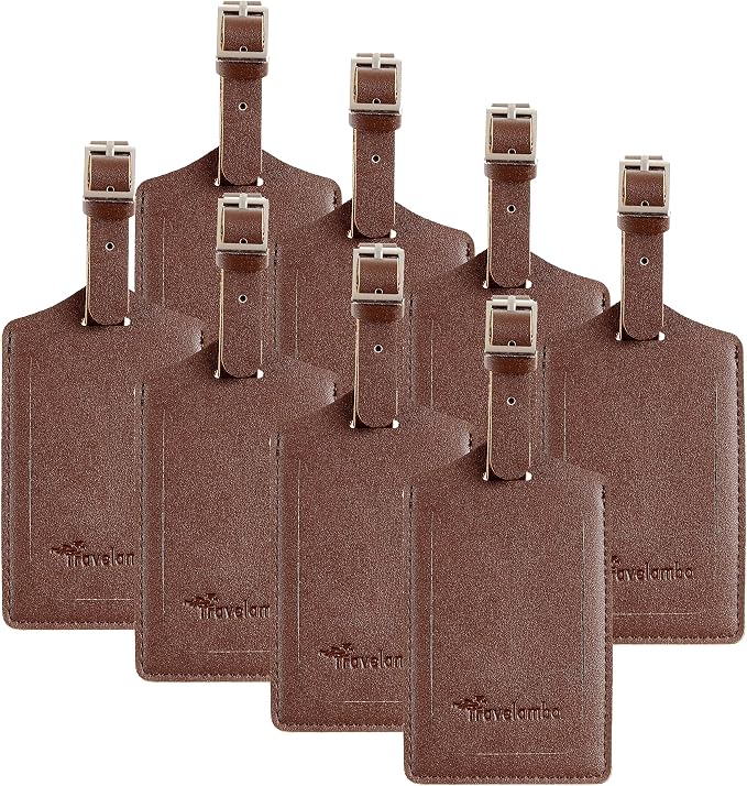 8 Pack Leather Luggage Travel Bag Tags by Travelambo by Travelambo
