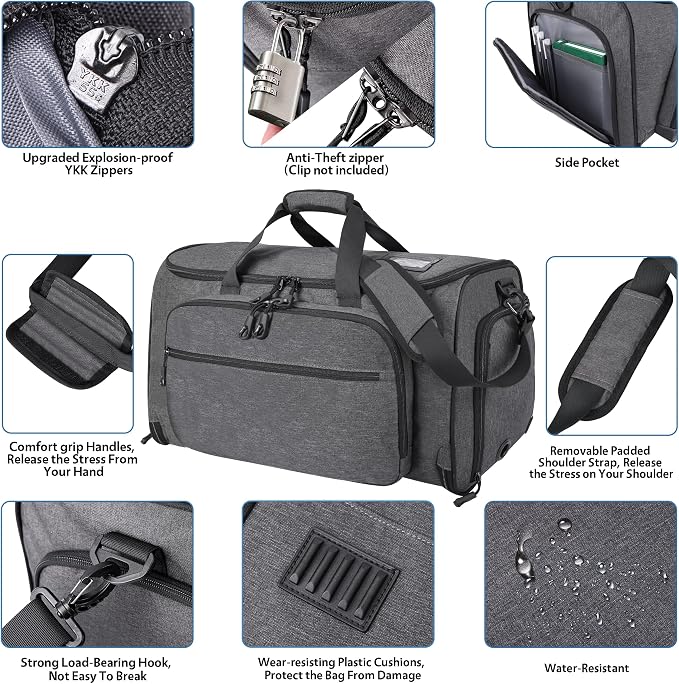 Garment Duffle Bags for Travel, YKK Zippers Carry On Convertible Suit Bag - Image 4