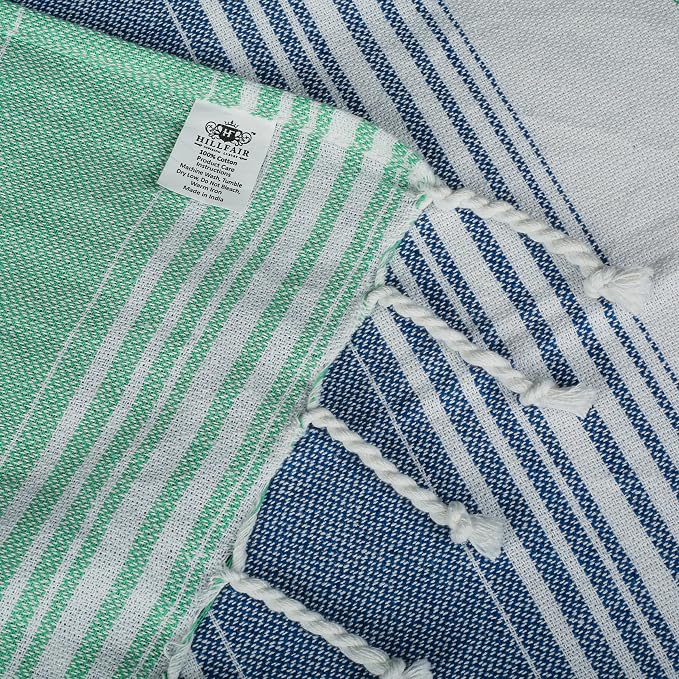 HILLFAIR Cotton Turkish Beach Towels, Quick Dry Lightweight Sand Free Peshtemal - Image 8