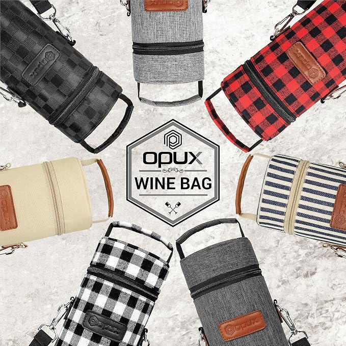 opux Wine Bag Single Bottle Carrier Tote, Insulated Wine Cooler Bag - Image 7